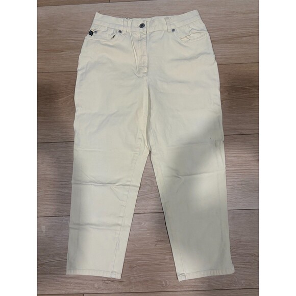 Lauren Ralph Lauren Petite Women's 8P Cropped Pants Cream High Rise Stretch Cott - Picture 1 of 10